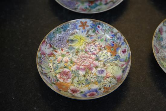 A Chinese famille rose millefleur twenty six piece tea service